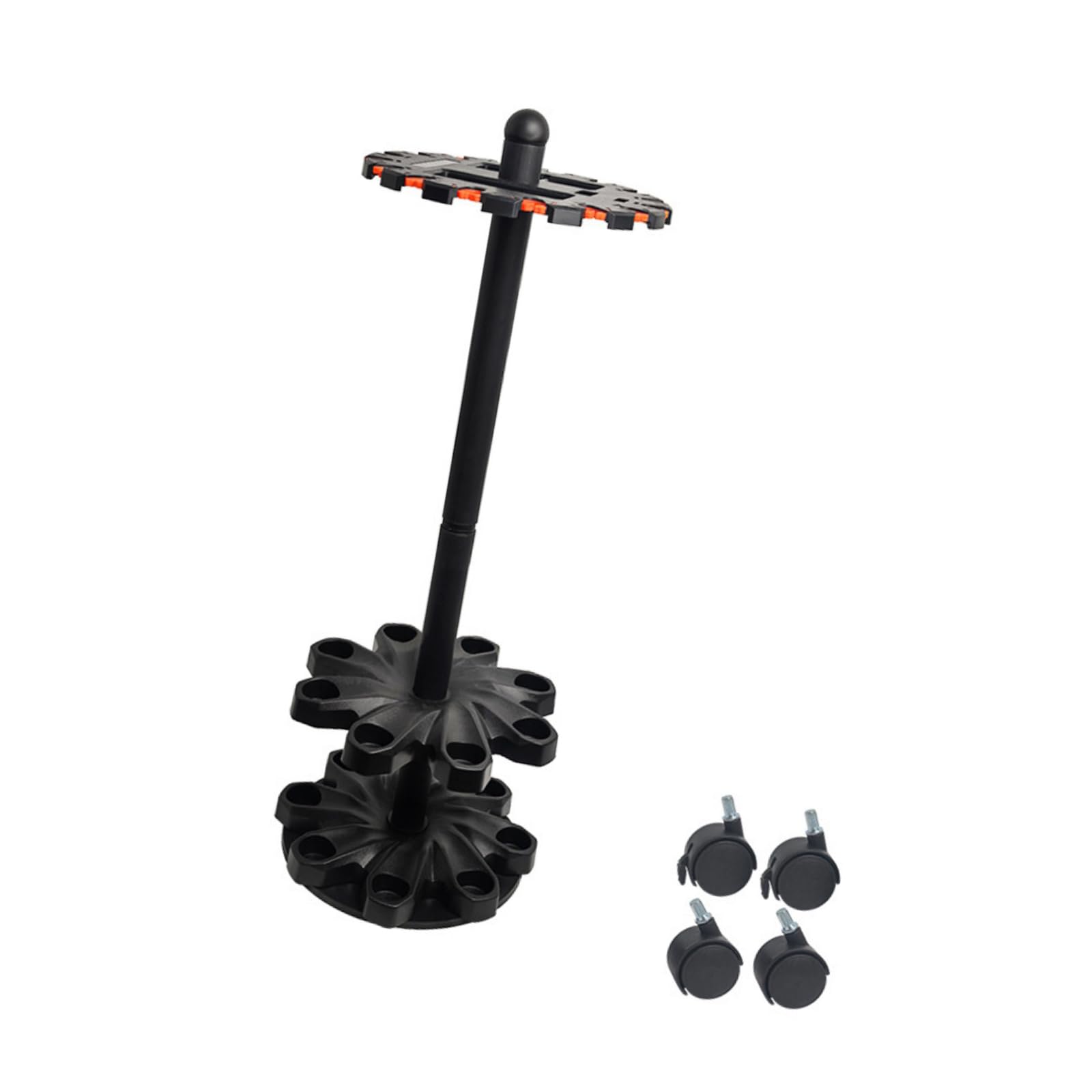 NPYQ 360 Degree Rotating Base with Casters, Fishing Poles Holder Stand for Garage Rod Organisers Rack for 16 Rods Rod Organisers