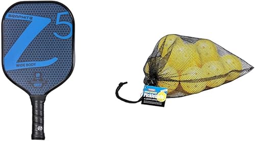Miniatura 1 de ONIX Graphite Z5 Pickleball Paddle & Tourna Strike Pickleballs para exteriores (paquete de 12) - Aprobado por USAPA, amarillo óptico (PIKL-12-OY-O)