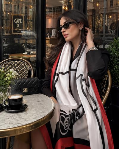 Image of MALINA Women's Polyester Silk Satin Stole Scarf - Soft Lightweight Fashion Wrap, Elegant Floral & Gradient Design, summer stole,Scarf For Women,Premium Stole,Large Size 180x90 cm'
