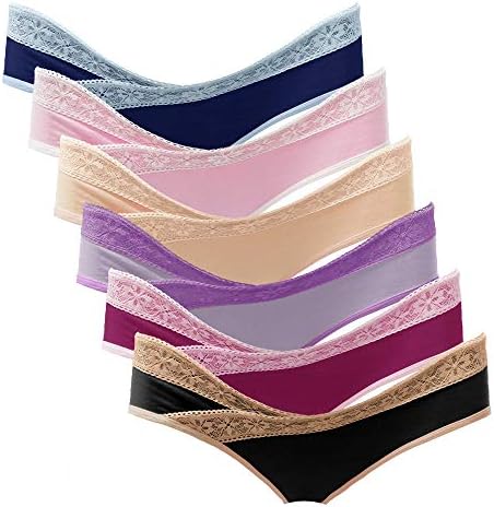 Intimate Portal Maternity Underwear Postpartum Panties Under The Bump Womens Pregnancy Cotton Bikinis 6-Pk Lace Delicacy M