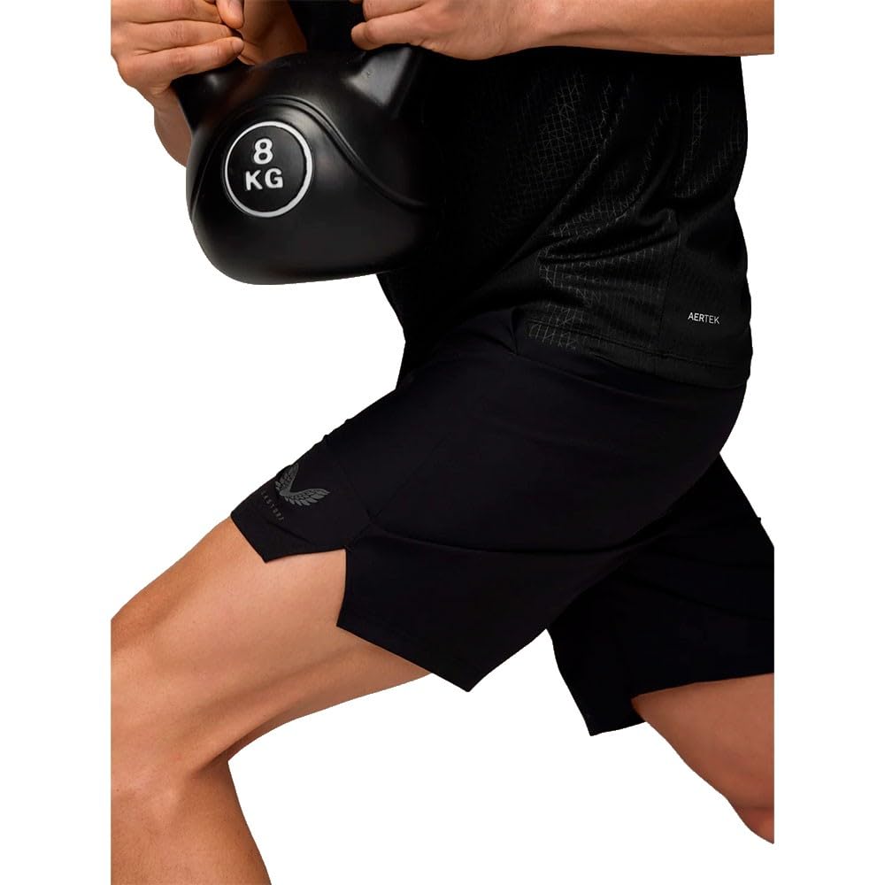 Castore Branded Elastic Shorts Czarna Pikowana Kurtka Męska Z Poliestru