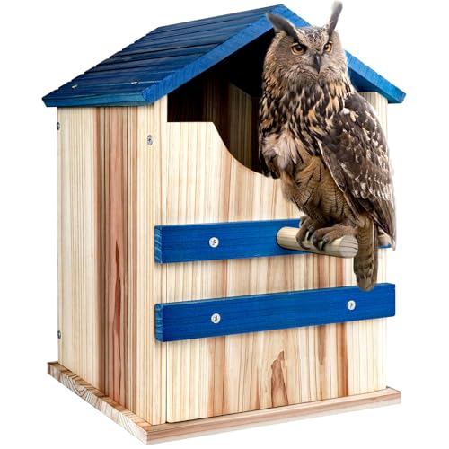 Screech Owl House, Large Handmade Wooden Owl Boxes for Outside with Mounting Screws, 10