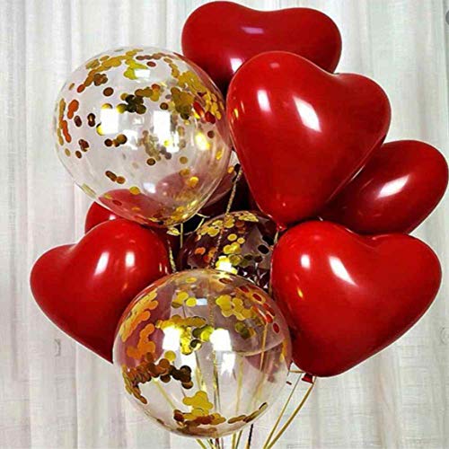 Unishop Luftballon-Set, rund, Herz-Luftballons, Dekoration, Konfetti, für Hochzeiten, Partys, Valentinstag und Proper Cover