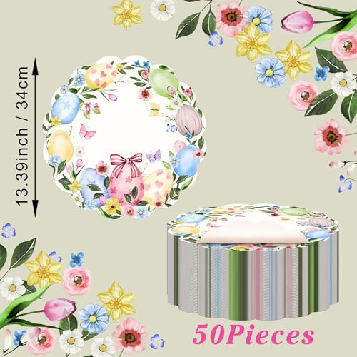 Set de table jetable papier 34 cm avec lapins et œufs colorés - 3