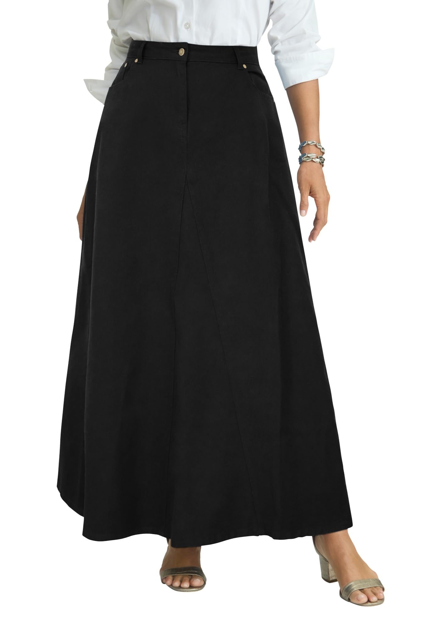Jessica London Womens Plus Size Denim Inset Maxi Skirt