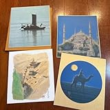 平山郁夫 色紙4枚セット シルクロード 平山郁夫美術館 D