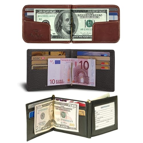 5Pcs Spring Metal Money Clips, Cash Clips/Business Card Holder/Credit Holder/Bifold Wallet Clip for Fathers Day Gift (Bronze)4