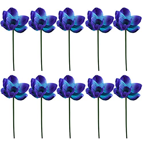 Lily Garden Artificial Flowers Real Touch Orchid Set of 10 (Purple)