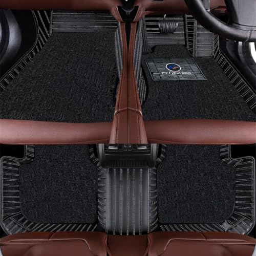Image of Autofurnish Premium 9D Car Mat Full Set for Hyundai Creta 2020-23 || Luxury Leather Dual-Stitch Full Set 9D Car Floor Mat || 100% Waterproof || Color : Black Silver