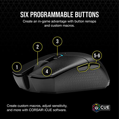 Image of Corsair Katar Pro Wireless, Lightweight FPS /MOBA Bluetooth, Wi-Fi Gaming Mouse with Slipstream Technology, Compact Symmetric Shape, 10000 DPI (Black)