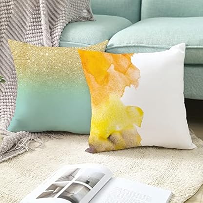 Kissenbezug 45X45 Hellblau, Dekokissen Bett Polyester Kopfkissenbezug 1Stück Aquarell für Stuhl Sofa Wohnzimmer Schlafzimmer – Bild 4