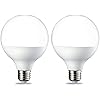 Amazon Basics ampoules LED en forme de globe G93 Culot Edison à vis E27 14,5 W (équivalent 100 W) Blanc chaud vif Intensité non variable, Lot de 2