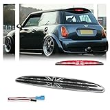 GSOWO Clear Lens LED 3rd Brake Light for 2002-2006 MINI Cooper R50 R53 1st Gen, [Union Jack UK Flag] 8 Brilliant Red LED High Mount Brake Light - Clear Lens