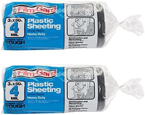 Berry Plastics Film-Gard Plastic Polyethylene Sheeting 4 Mil, Black, 3' x 50' - Pack of 2
