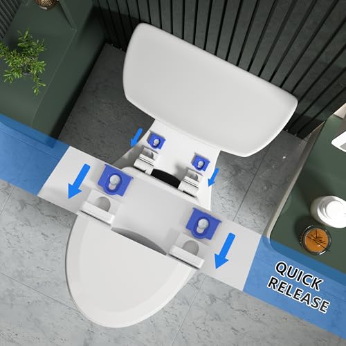 Image of Elongated Toilet Seat Angol Shiold Quiet-Close Molded Wood Toilet Seat with Non-Slip Adjustable Hinges, Anti-Pinch Bumpers, Easy Install & Clean(White, Elongated 18.5'')