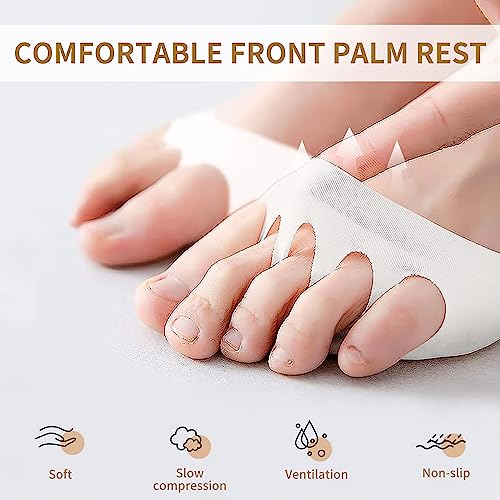 Image of 4 Pairs Honeycomb Fabric Forefoot Pads Women High Heels Invisible Socks High Heel Comfort Pads for Relieving Foot Fatigue Comfortable Non-Slip Corrective Toe Socks Pad (White)