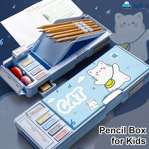Image of FunBlast Multifunctional Pencil Box for Kids, Kids Pencil Box for Boys & Girls, Magnetic Pencil Box for Boys, Pop up Pencil Case for Kid (Cat)