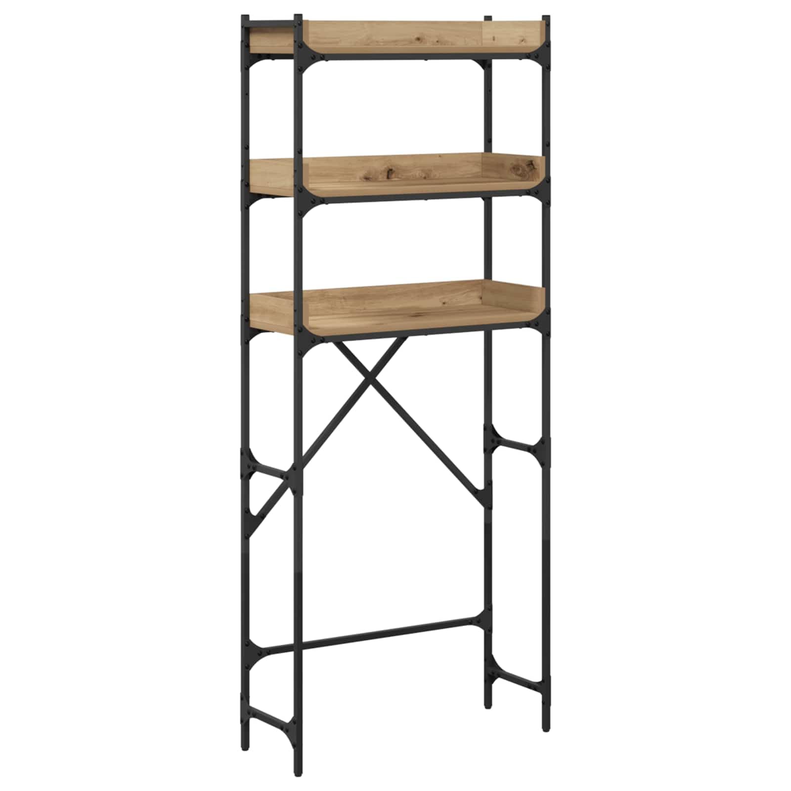 Waschmaschinenregal Artisan-Eiche 67 x 25 x 163 cm mit Stahlrahmen