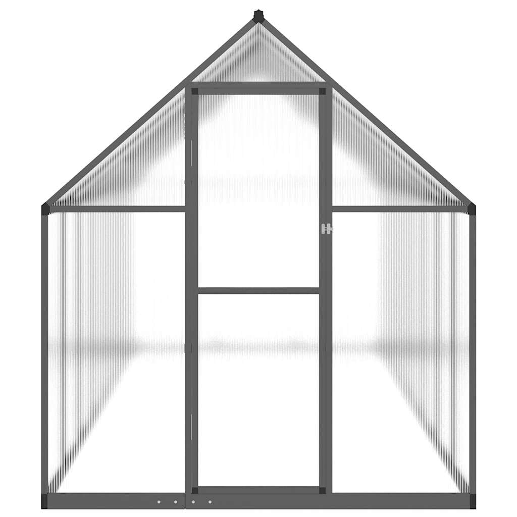 Szklarnia z ramą fundamentową, antracytowa, 445 x 169 x 195 cm, aluminium, poliwęglan, odporna na działanie promieni UV, stabilna do ogrodu, na balkon, taras, ochrona roślin, domek na