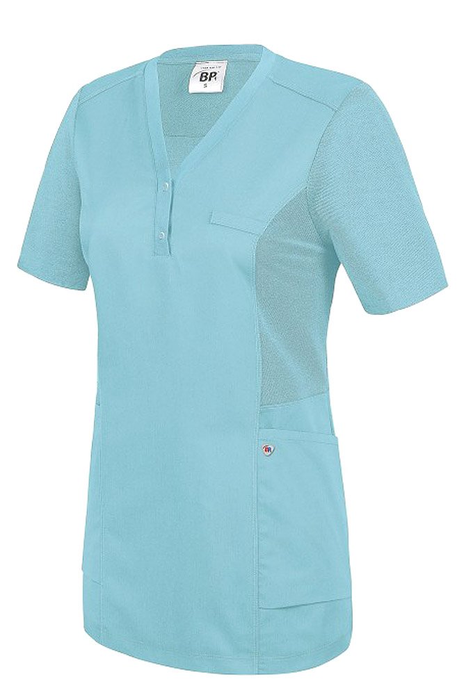 BP 1738-435-111-XS Tunique de loisirs pour femme à manches longues avec empiècements piqués et système de levage 180 g/m² Bleu océan Taille XS