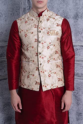 Image of Uri and MacKenzie Men's Silk Blend Kurta Pyjama with Stylish Embroidered Ethnic Jacket