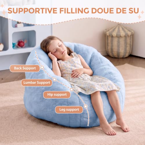 Image of HUGHEAVEN Kids Bean Bag Chair, Small Memory Foam Sofa, Ages 3+