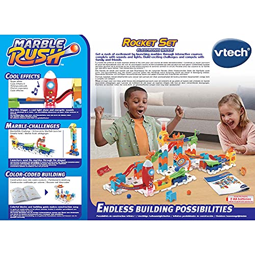 VTech Marble Rush Extension Électronique Fusée – Sons, Lumières, 3 Accessoires, Compatible Avec Tous Circuits Marble Rush, Dès 4 Ans