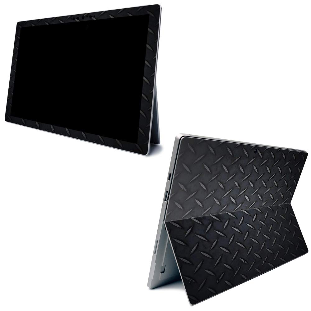 MightySkins Carbon Fiber Skin for Microsoft Surface Pro 7 - Black Diamond Plate | Textured Carbon Fiber Finish | Easy to Apply, Remove, and Change Styles | Made in The USA