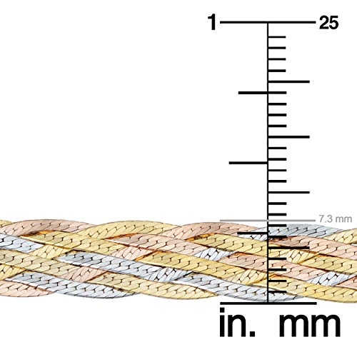 Kooljewelry 10k Tricolor Gold Braided Herringbone Bracelet (7.3 mm, 7.5 inch)3