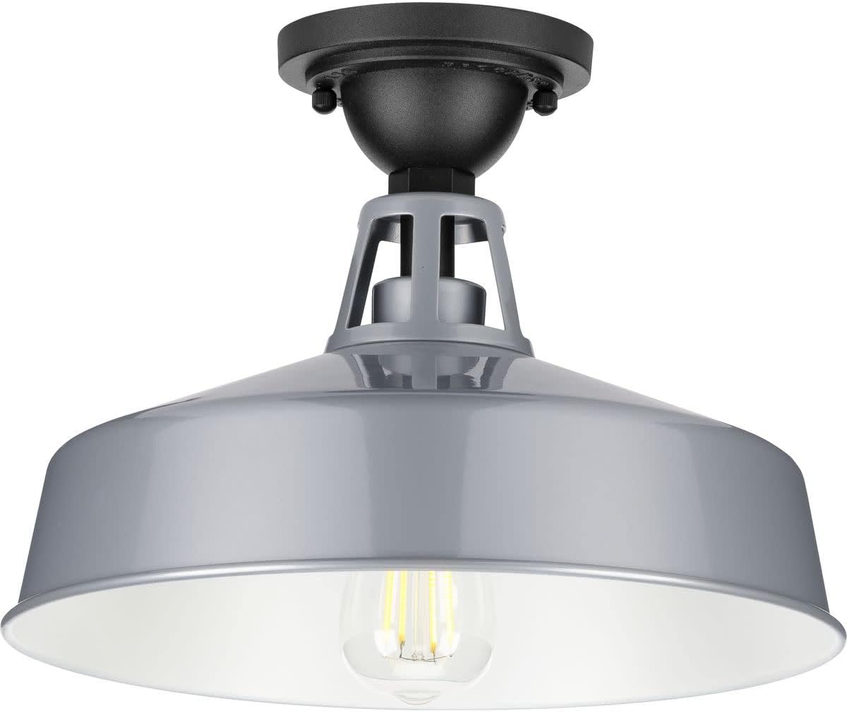 Cedar Springs Collection 1-Light Farmhouse Outdoor Semi-Flush Mount Light Metallic Gray Cedar Springs Collection 1-Light Farmhouse Outdoor Semi-Flush Mount Light Metallic Gray