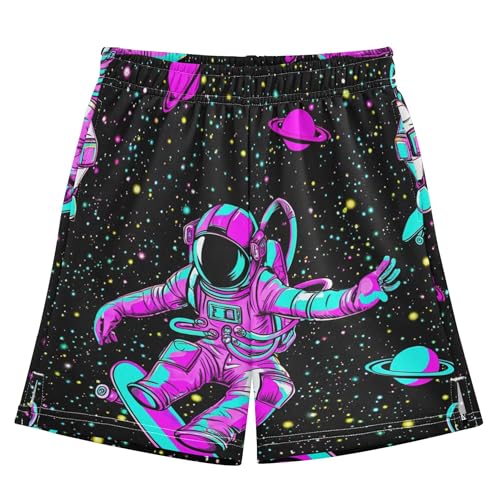 Astronaut Space Dark Black Boys Toddlers Shorts Casual Elastic Waist Athletic Shorts Custom Shorts Pants Kids 7-8