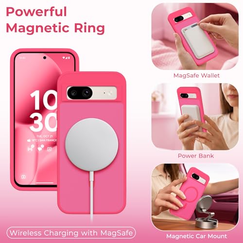 Coque Google Pixel 8 antichoc rose rouge mate compatible MagSafe contre chutes et rayures