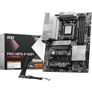 MSI PRO X870-P WiFi ProSeries Motherboard (AMD Ryzen 9000/8000/7000 Series Processors, AM5, DDR5, PCIe 5.0, M.2 Gen5, SATA 6Gb/s, USB 40Gbps, HDMI/DP, Wi-Fi 7, Bluetooth 5.4, 5Gbps LAN, ATX)
