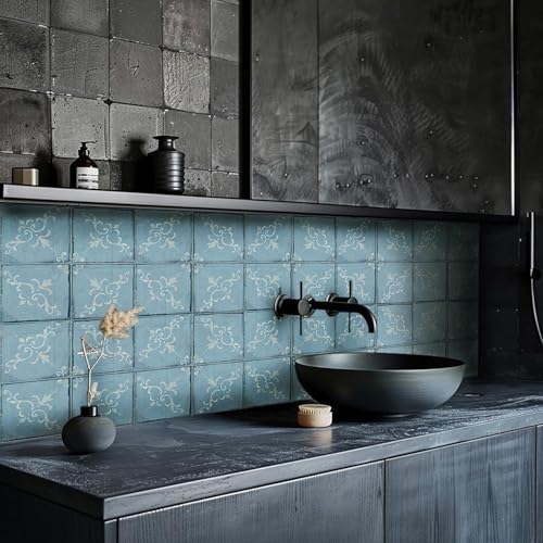 Image of 40 PC Pack (6 X 6) Thin Art Artistic Bohemian Peel and Stick Wall Sticky Backsplash Vinyl Waterproof Removable Tile Sticker Decals for Bathroom & Kitchen, (C, 6X6)