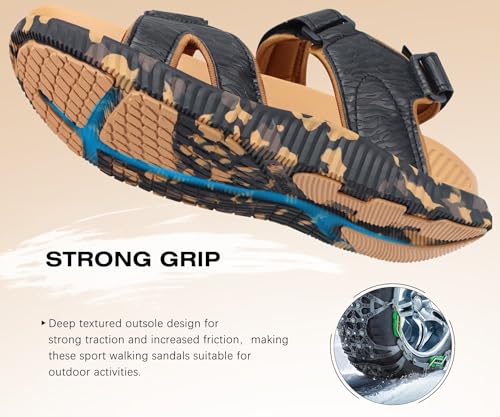 Image of KuaiLu Mens Hiking Sandals with Orthopedic Arch Support Footbed | Sport Recovery Athletic Walking Sandals For Man Outdoor Summer Casual Thick Cushion Beach Water Fisherman Sandal Size 7-15