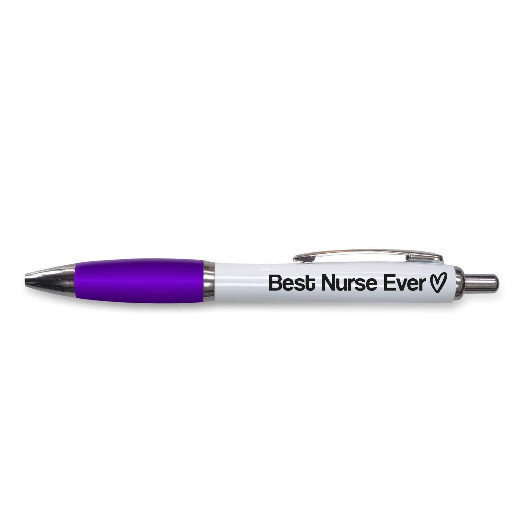 Tongue in Peach Funny Novelty Push Pen Gift | Ballpoint Pens Work Colleague Leaving Work Present | Best Nurse Ever | Funny Joke Stationary | PURPLE PP85