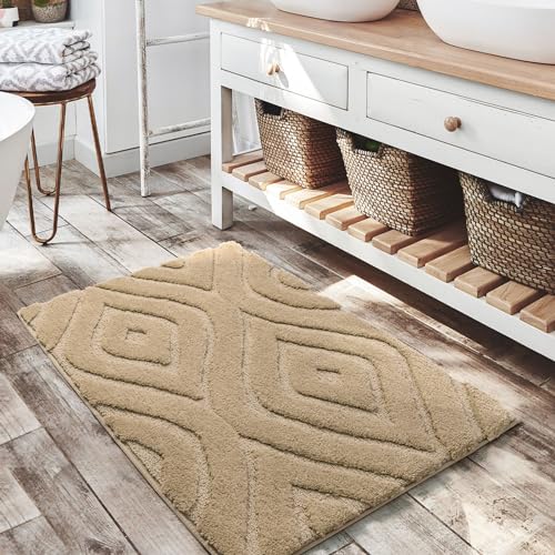 DEXDE Bathroom Rugs Non Slip Mat for Bathroom Floor Shower, 24x36 Beige