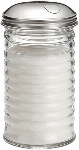 Geex Depot US - Dispensador de vidrio de 12 onzas con tapa abatible de acero inoxidable 12 onzas