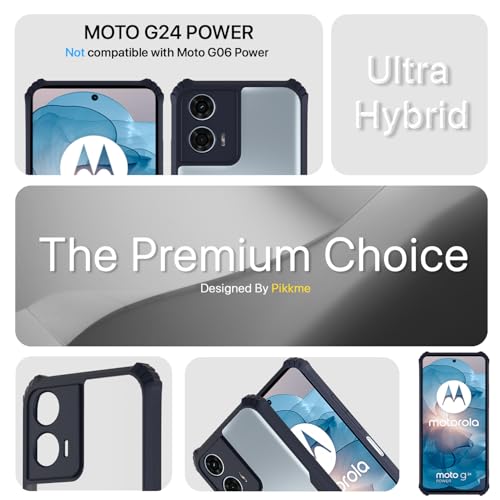 Image of Pikkme Moto G24 Power Back Cover | Crystal Clear Transparent Back | Ultra Hyrbid | Full Camera Protection | Raised Edge | Bumper Back Case (Blue)