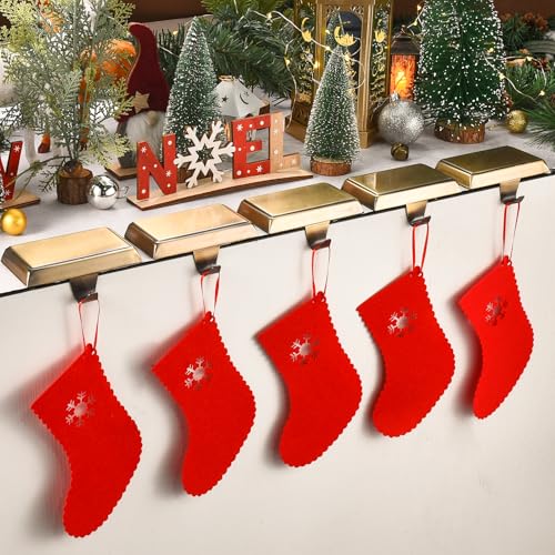 popamaz Christmas Stocking Holders for Mantle, Weighted Stocking Hangers, Christmas Stocking Hooks for Tables Window Fireplace Mantle Decoration(Bronze,8PCS) by popamaz - Image 2