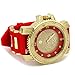 Techno Pave Totally Iced Out Cz Gold Tone Red Band Over Sized Hip Hop Men's Bling Bling Watch Watches