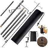 Kanaebiz ランタンスタンド ランタンハンガー 軽量ランタン スタンド 高強度アルミ製 コンパクト ランタンポール 4段階調整可能 ランタンポール 打ち込み ランタンスタンド テーブル付き クランプ式 耐荷重2kg 4節/高さ調整152cm可能 パイルドライバー ランタンスタンド 打ち込み式 取り外可能なポールスタンド ポータブルキャンプアクセサリー 組立簡単 ランタン ハンガー 専用強化ペグ 収納バッグ付き