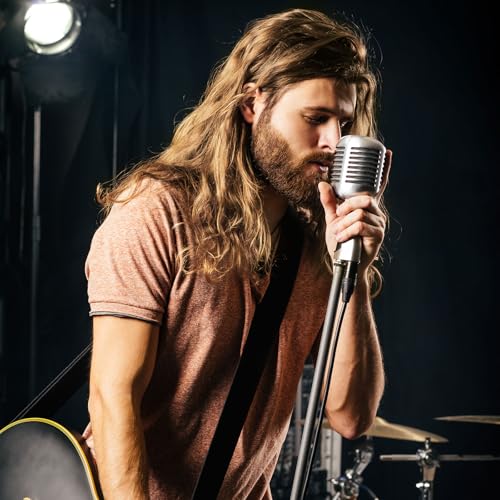 TSHAOUN Mens Blonde Wig Mid Length Curly Hair, Mens Wig for Adult, 16’’/40 cm Pop Rocking Dude Wigs for Men, Handsome Mens Cosplay Wigs for 70s 80s Fancy Dress Daily Costume Party Halloween (Blonde) - Image 4