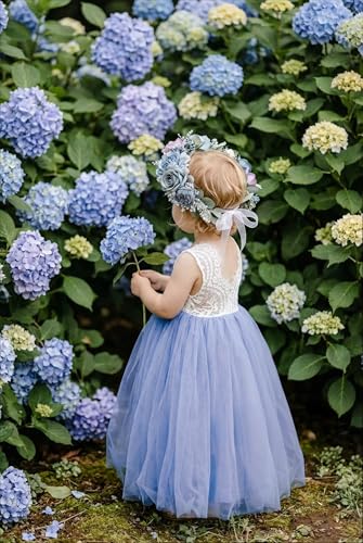 Image of 2Bunnies Girl Peony Lace Back A-Line Straight Tutu Tulle Party Flower Girl Dress