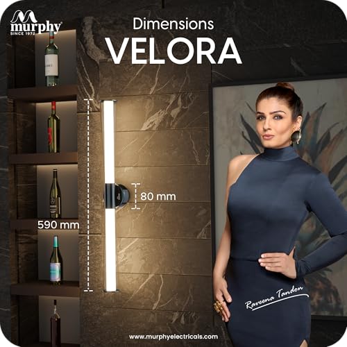 Image of Murphy VELORA 18W LED Mirror Light, 3C Color Changing (CW /WW /NW), Black Gunmetal Finish, Wall Mounted Vanity & Picture Light for Bathroom & Dressing, Modern Indoor Light, 2 Year Warranty, Pack of 1