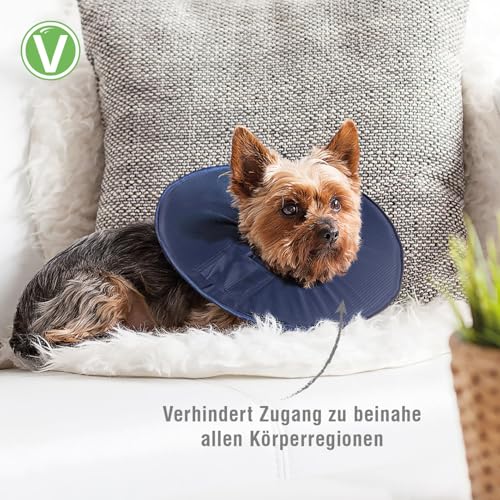 Vetlando Leckschutzkragen – Halskrause für Hunde & Katzen, Bequeme Alternative zu Plastikhalskragen, Keine Sichtbehinderung, wasserabweisend, waschbar – S Umfang 25-31cm Durchmesser 30 cm, blau