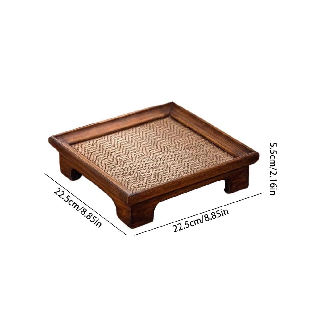 Bandeja Cuadrada de Madera Retro para Servir: Bandeja pequeña para té para Uso doméstico, Ideal para Tazas de té y Aperitivos, té seco y presentación de Alimentos.