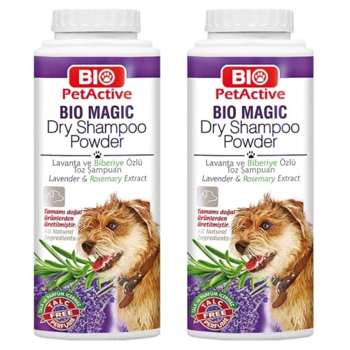 Generic Bio Magic Dry Shampoo Powder with Lavender and Rosemary for Dogs | Cleansing and Moisturizing Perfume and Talc Free Suitable for Sensitive Skin - 5.29 oz- 2 pcs Set, White