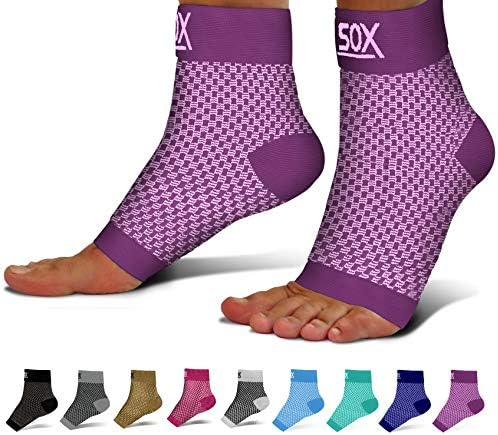SB SOX Plantar Fasciitis Relief Socks (1 Pair) for Women & Men - Best Compression Sleeves for All Day Wear with Foot/Arch Support for Pain Relief (Purple, Medium)