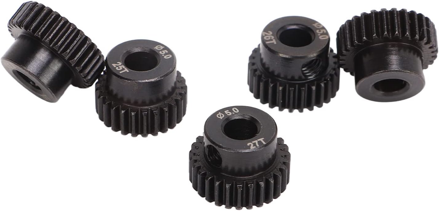 48DP Pinion Gear Set Black 5.0mm Shaft 25T-29T 5 Pcs for 1/10 RC Car